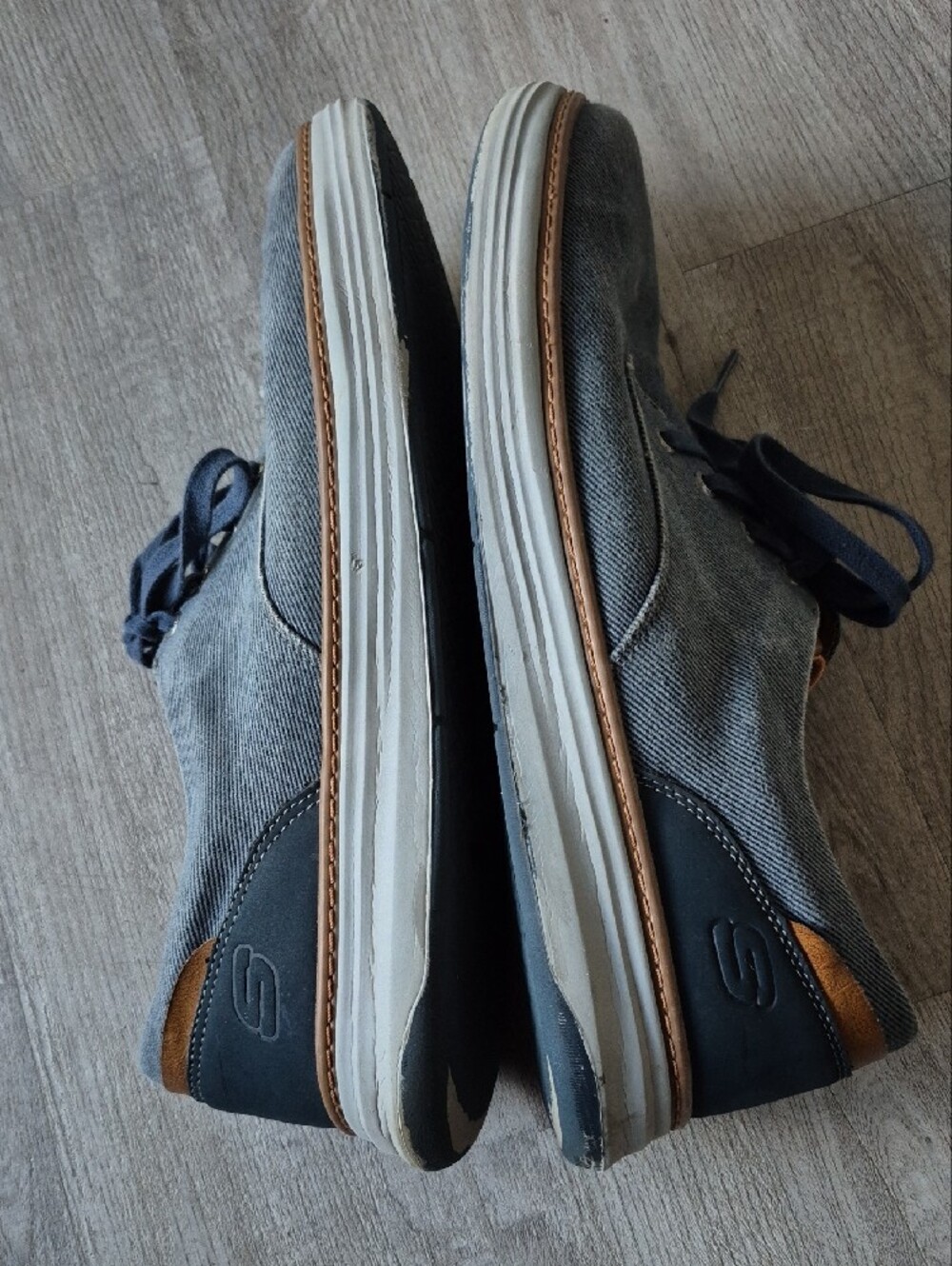 Skechers Men's Denim-Style Lace-Up Loafers - Blue & Tan - Picture 5 of 8